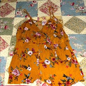 Floral Mustard Spaghetti Strap jumpsuit size XL